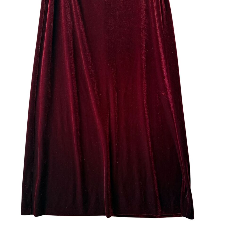 90s Cachet Velvet Maxi Skirt 12 Wine Red Stretch Romantic Whimsygoth Witchy USA - Picture 4 of 10